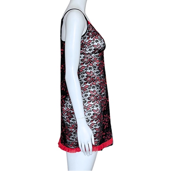 Gothic Black Red Sheer Lace Slip Dress. Small. Coquette Trashy2K Goth Lingerie - Picture 6 of 8